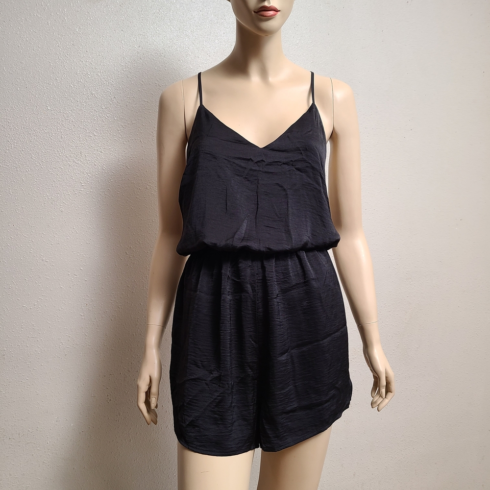 Black Satin Romper
